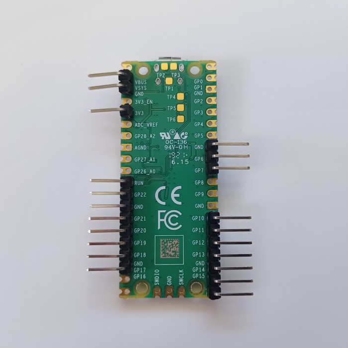 Pi Pico with soldered right-angle headers